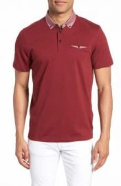 Ted Baker London Movey Trim Fit Woven Geo Polo in Red at Nordstrom